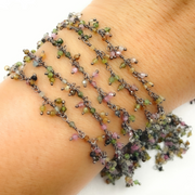 Multi Tourmaline Cluster Dangle Oxidized Wire Chain